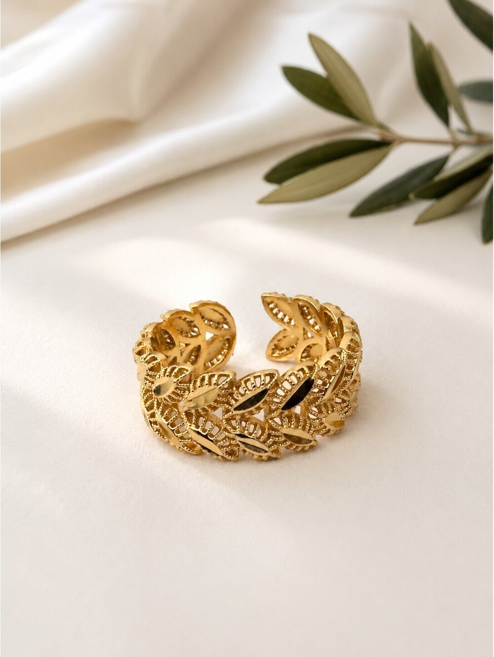 Gold Plated Olive Leaf Ring